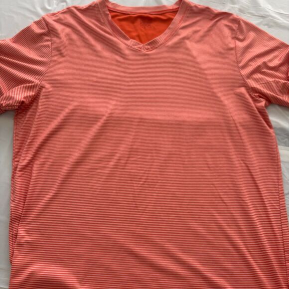 32 Degrees COOL Short Sleeve V-Neck Orange/White Size Medium EUC - Picture 5 of 9